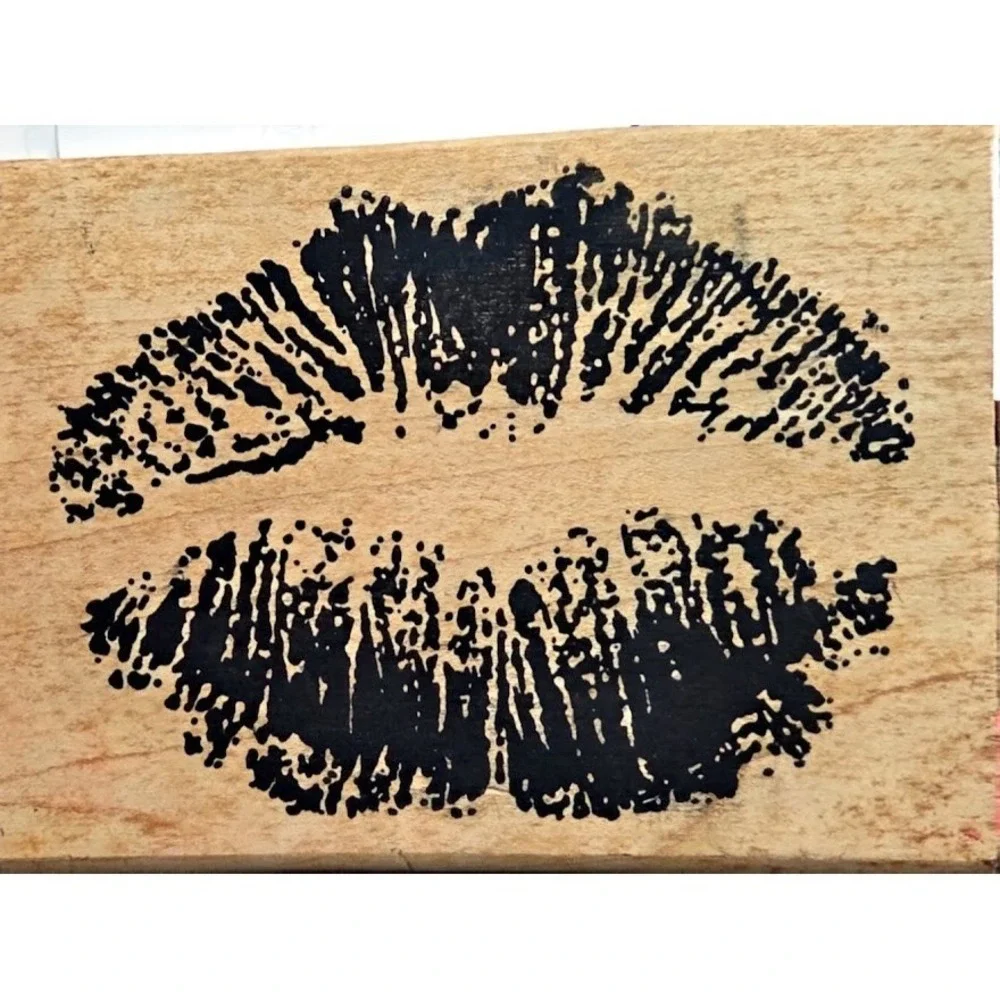 JudiKins Lips Kiss Print 5X4 Rubber Stamp Wood #G5